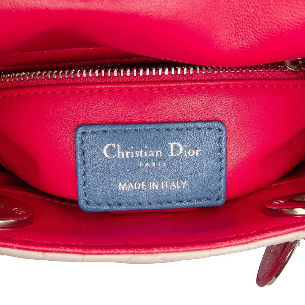 Dior Mini Tricolor Lambskin Cannage Lady Dior Brown Leather Very good - Box View