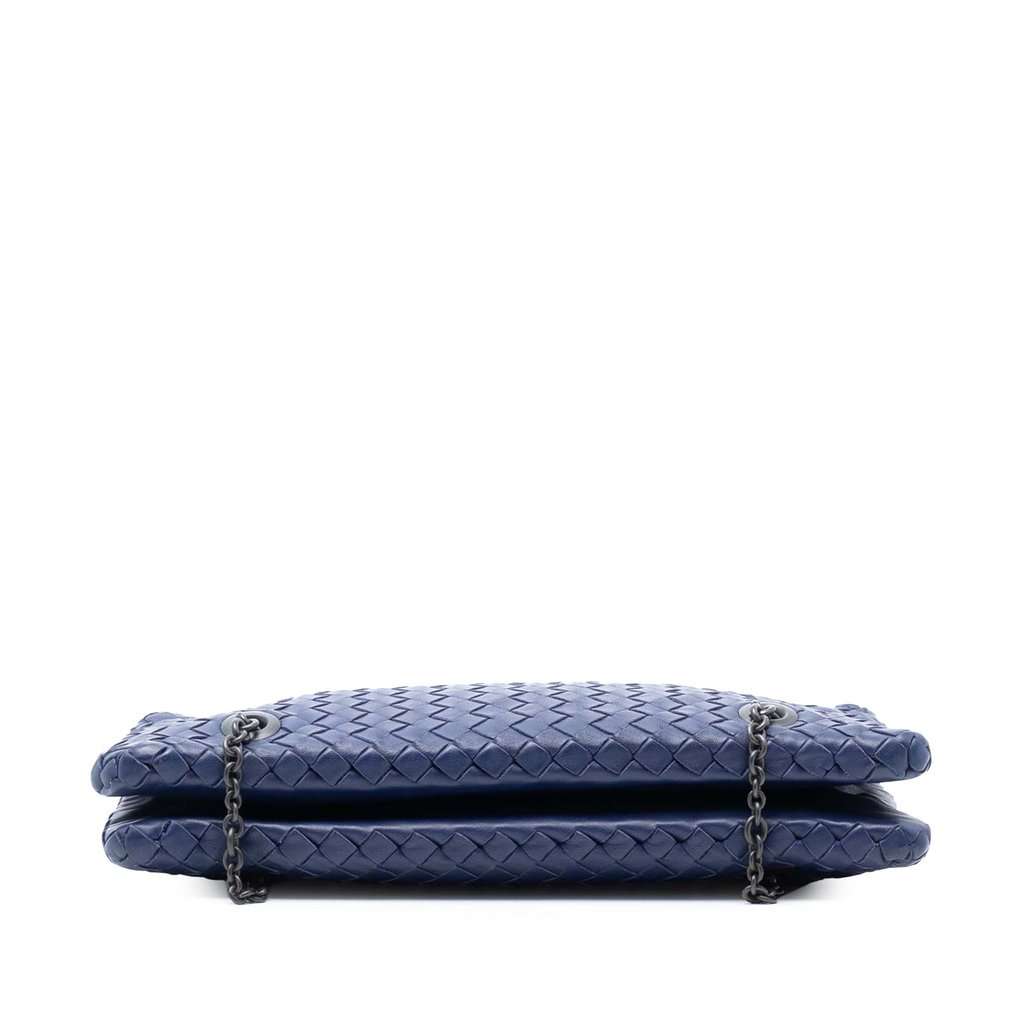 Bottega Veneta Nappa Intrecciato Duo Shoulder Bag Blue Leather Very good condition - Inside View