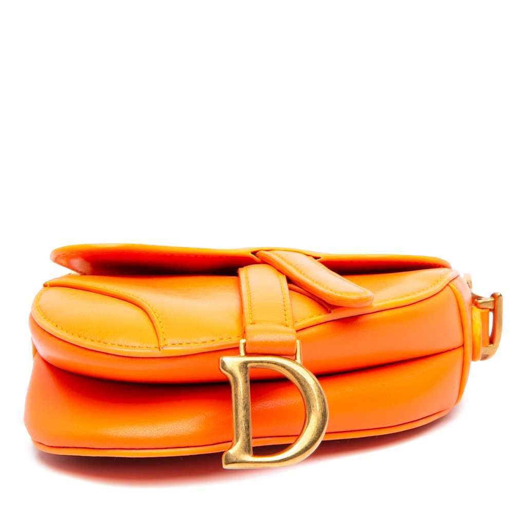 Dior Micro Goatskin Saddle Bag Orange Leather Very good condition - Inside View
