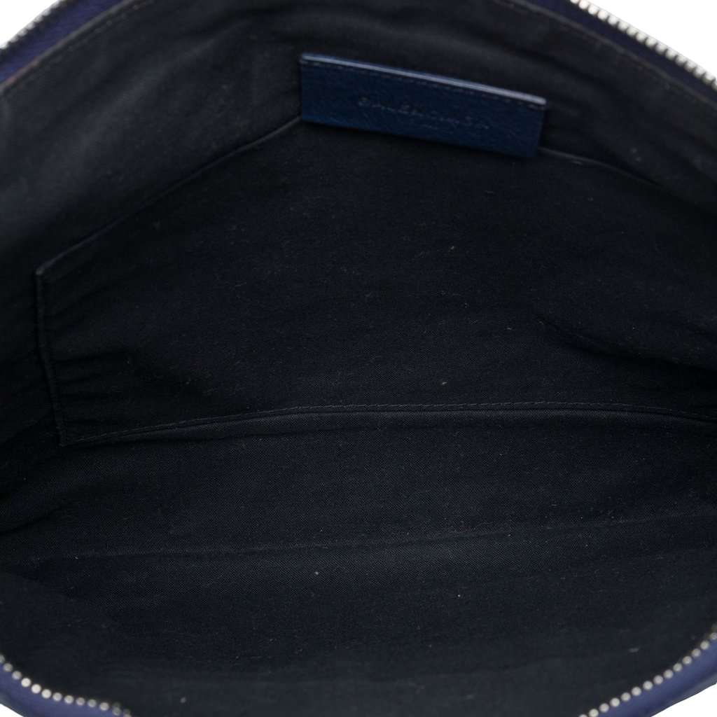 Balenciaga Lambskin Motocross Giant 12 Zip Around Flat Clutch Blue Leather Very good - Model View