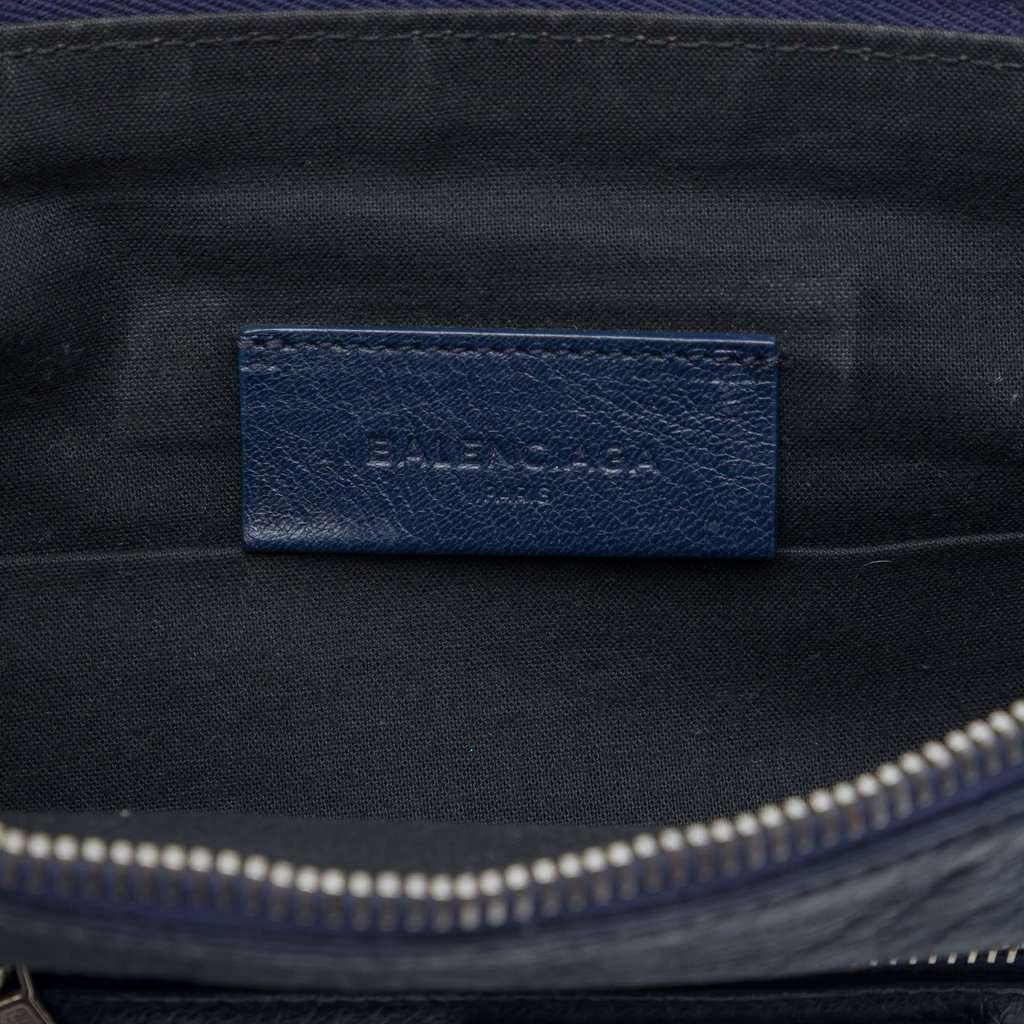 Balenciaga Lambskin Motocross Giant 12 Zip Around Flat Clutch Blue Leather Very good - Box View