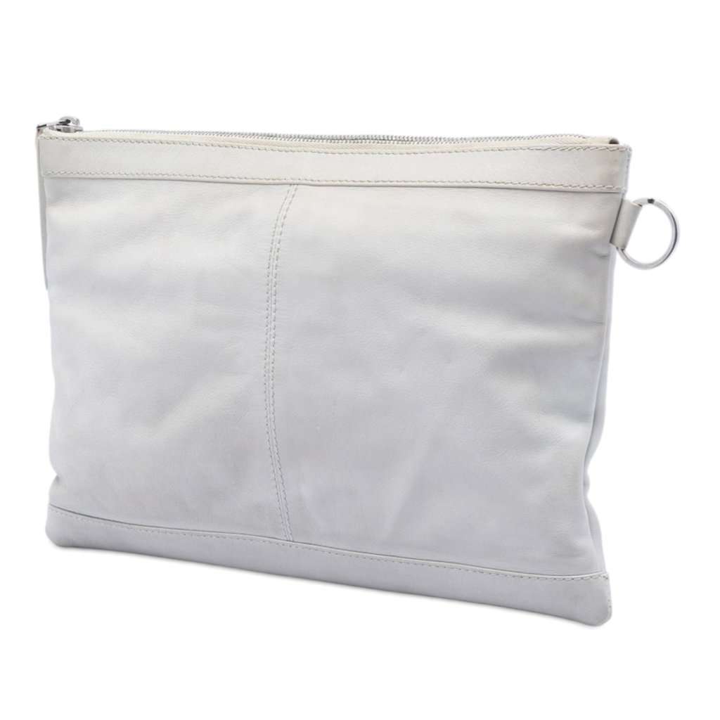 Balenciaga Lambskin Motocross Classic Clip M Clutch White Leather Very good condition - Back View