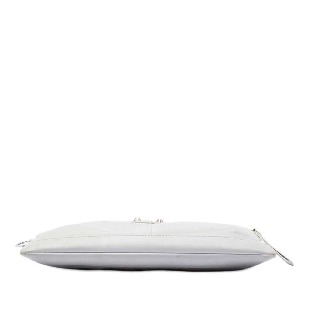 Balenciaga Lambskin Motocross Classic Clip M Clutch White Leather Very good condition - Inside View