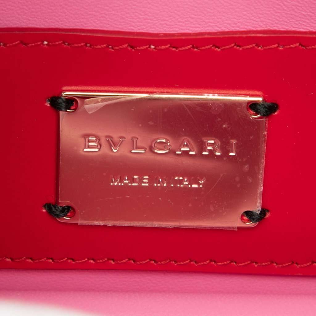 Bvlgari Small Laser Cut Calfskin Serpenti Forever Diamond Blast Sunshine Crossbody Red Leather Very good condition - Box View