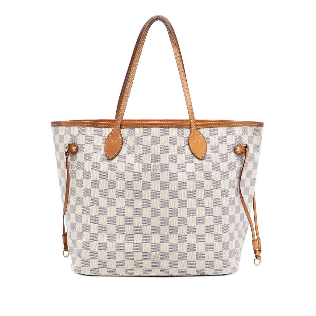 Louis Vuitton Damier Azur Neverfull MM White Very good - Front View
