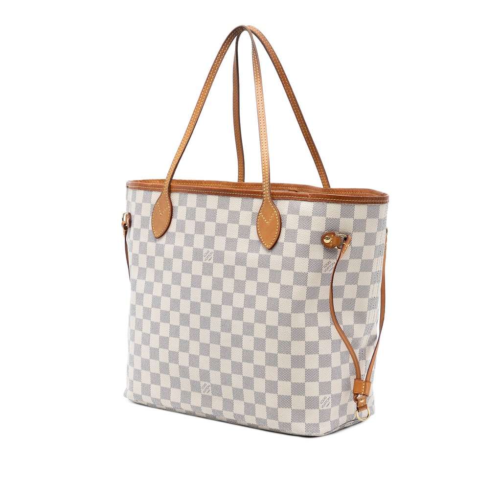 Louis Vuitton Damier Azur Neverfull MM White Very good - Back View