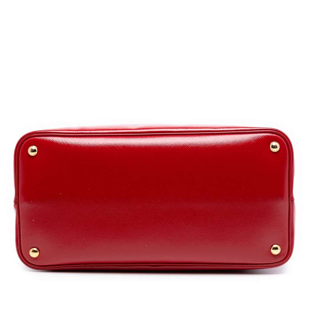 Prada Medium Saffiano Vernice Double Satchel Red Leather Very good - Inside View