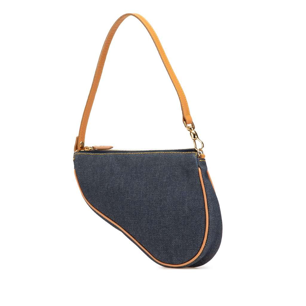 Dior Mini Denim Saddle Pochette Blue Very good - Back View