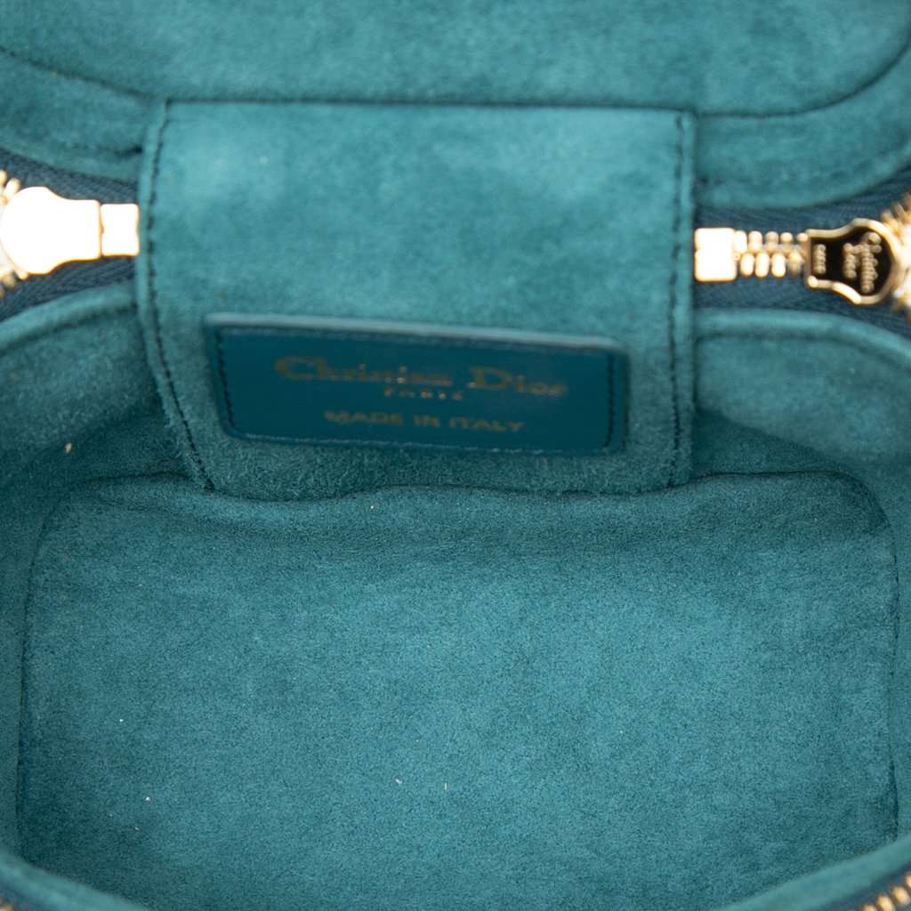 Dior Micro Lambskin Cannage Lady Dior Vanity Case Blue Leather Very good condition - Model View