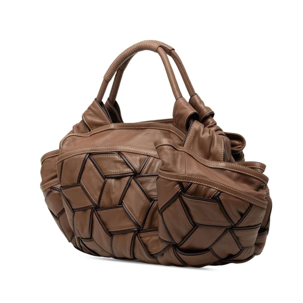 LOEWE Special Edition Woven Nappa Aire Brown Leather Very good - Back View
