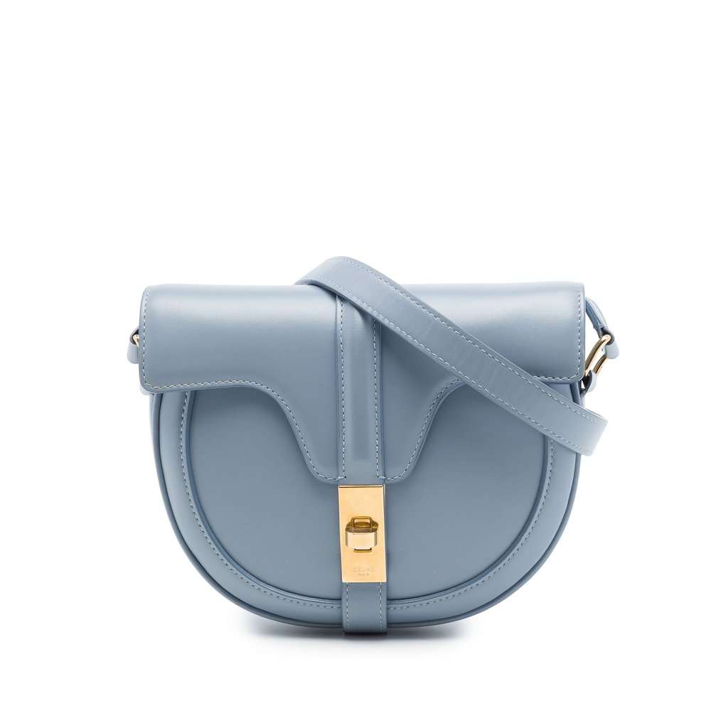 Celine Small Calfskin Besace 16 Crossbody Blue Leather Very good - Front View