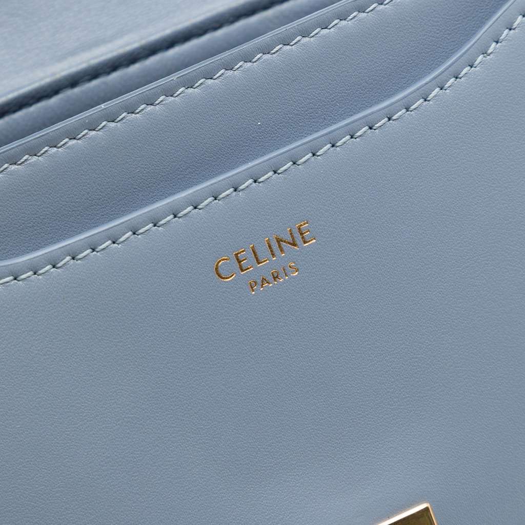 Celine Small Calfskin Besace 16 Crossbody Blue Leather Very good - Box View