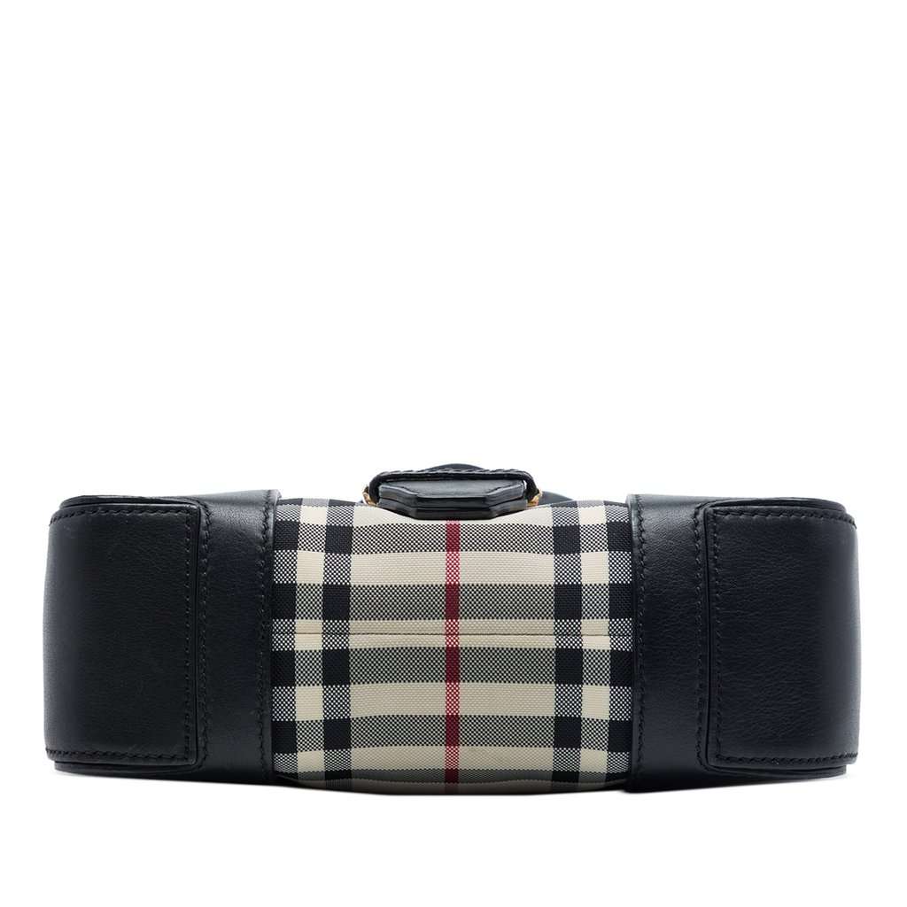 Burberry Small Haymarket Check Nylon and Leather Dickens Crossbody Black Leather Very good - Inside View