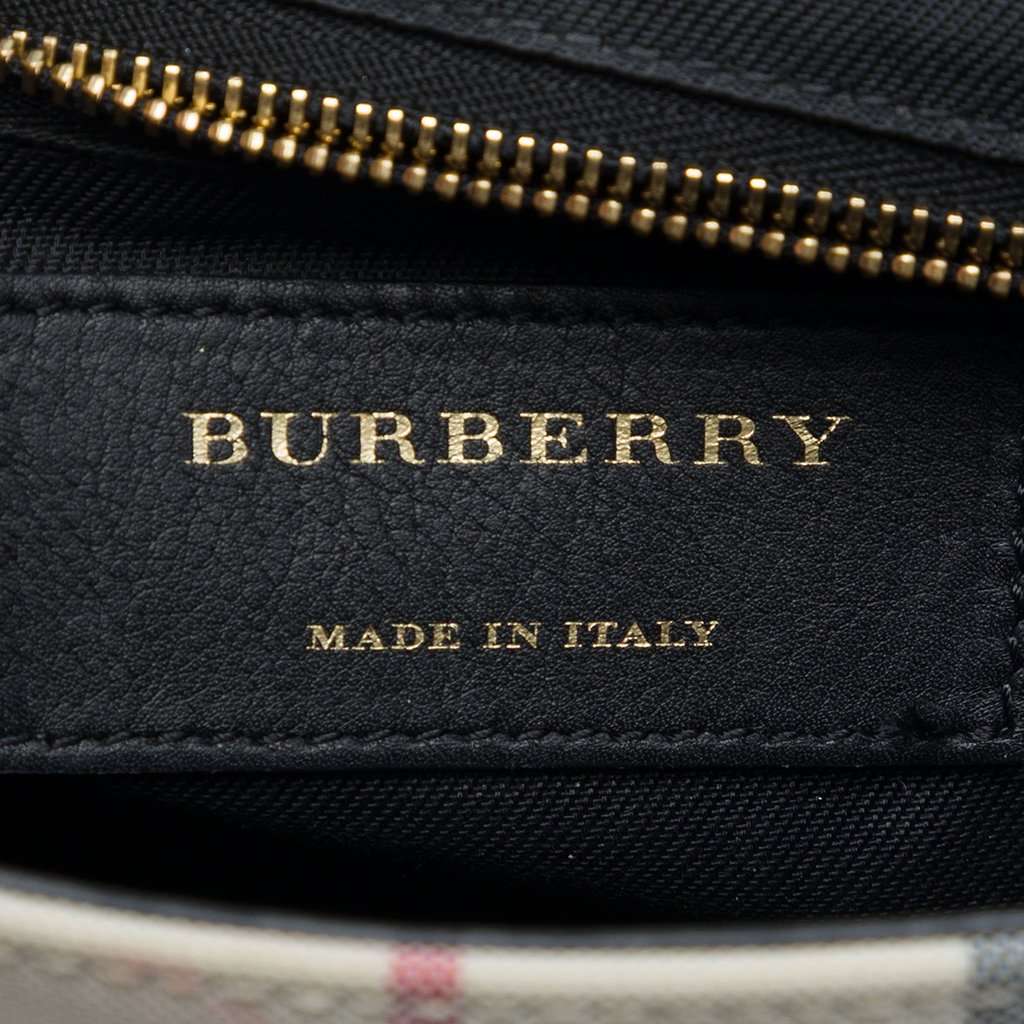 Burberry Small Haymarket Check Nylon and Leather Dickens Crossbody Black Leather Very good - Box View