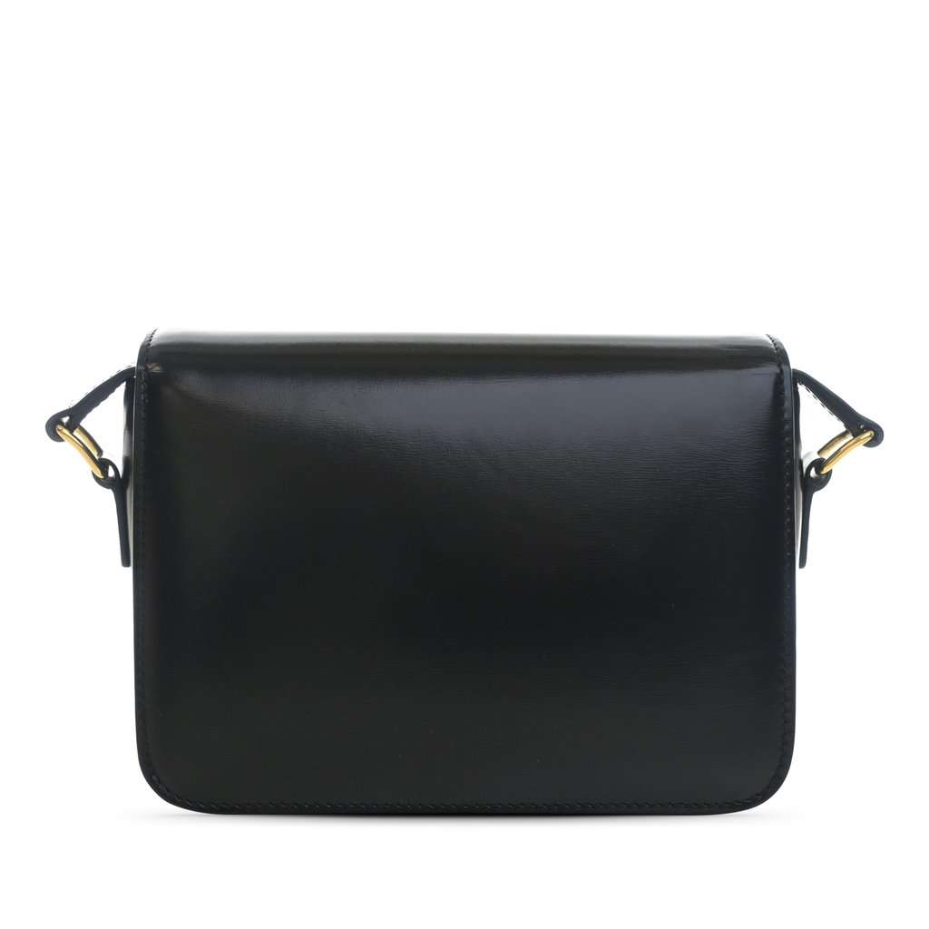 Celine Teen Shiny Calfskin Triomphe Crossbody Black Leather Very good - Back View