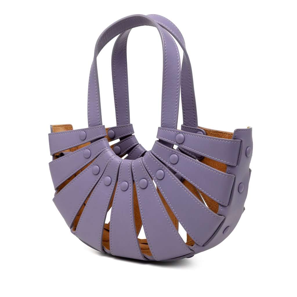 Bottega Veneta Small Calfskin Shell Bag Purple Leather Very good - Front View