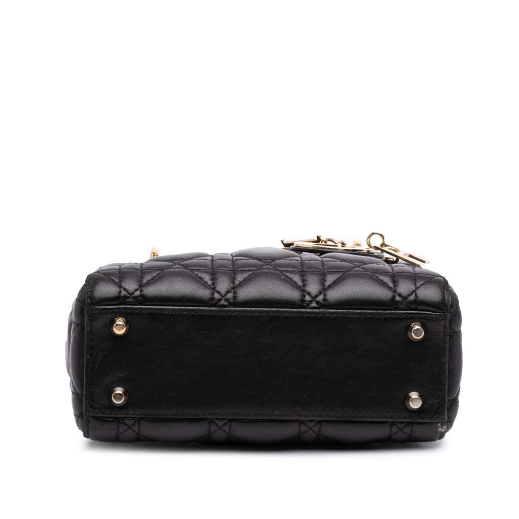 Dior Mini Lambskin Cannage Lady Dior Black Leather Very good condition - Inside View