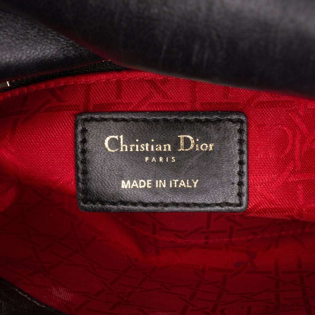 Dior Mini Lambskin Cannage Lady Dior Black Leather Very good condition - Box View