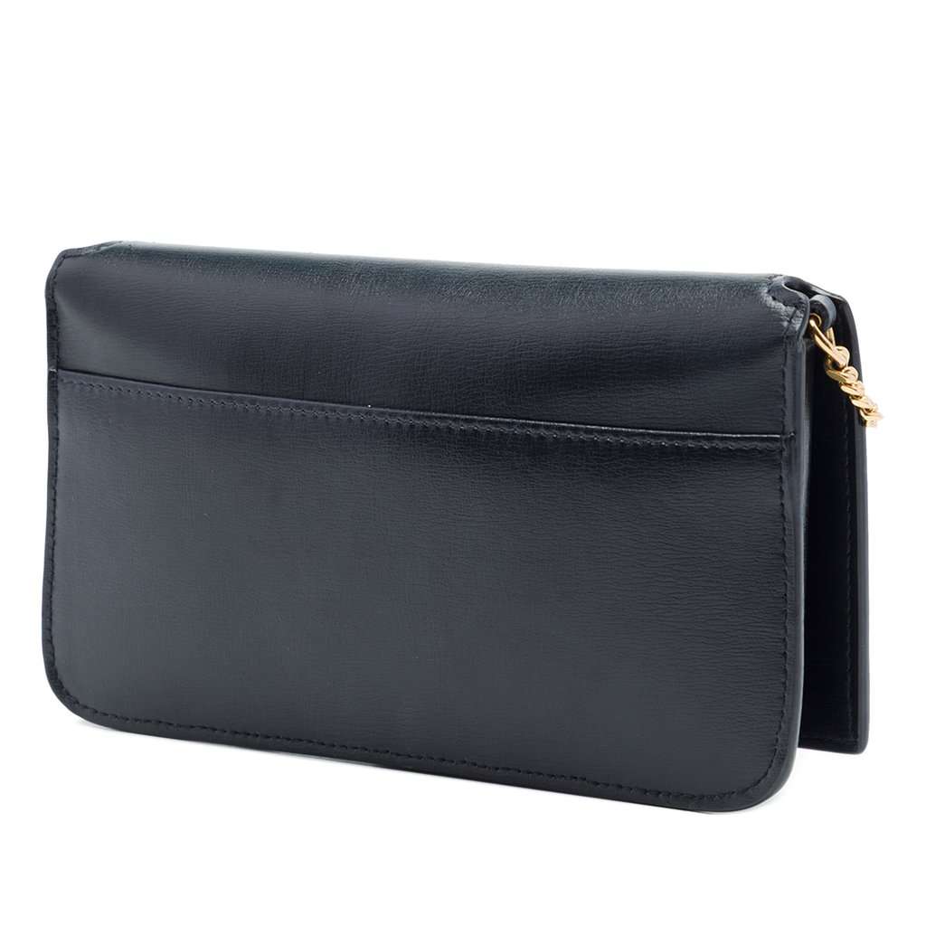 Saint Laurent Smooth Calfskin Monogram Cassandre Phone Holder Black Leather Very good - Back View