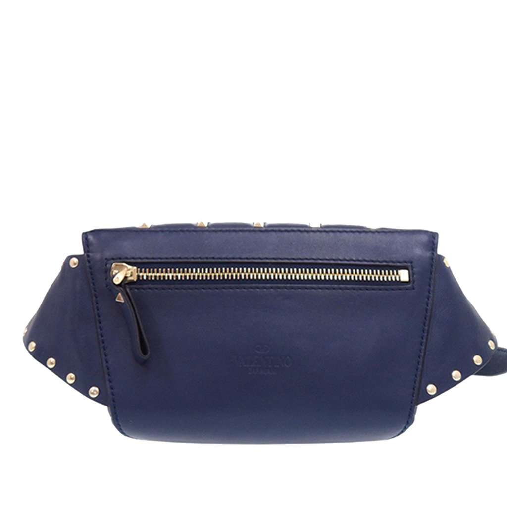 Valentino Quilted Lambskin VLTN Rockstud Spike Belt Bag Blue Leather Never worn - Inside View