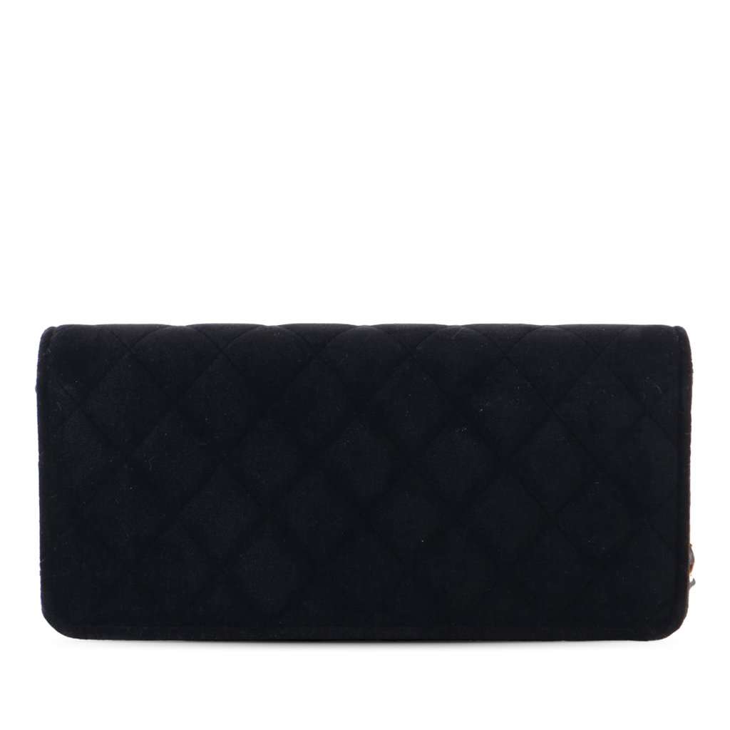 Chanel CC Quilted Velvet East West Clutch On Chain Black Never worn - Back View