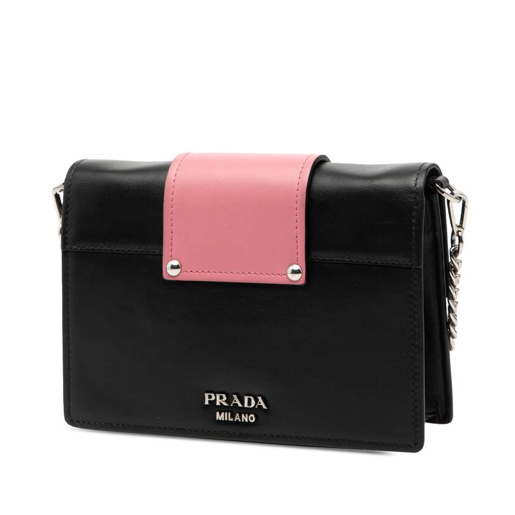 Prada City Calf Crystal Embellished Ribbon Bag Black Leather Very good - Back View