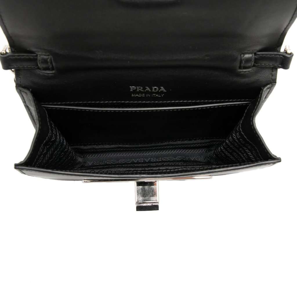 Prada City Calf Crystal Embellished Ribbon Bag Black Leather Very good - Model View