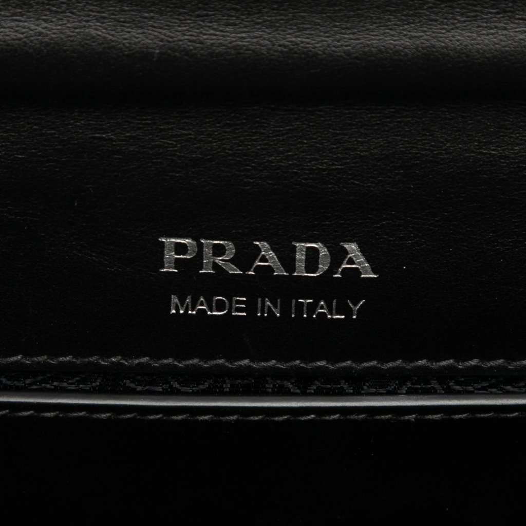 Prada City Calf Crystal Embellished Ribbon Bag Black Leather Very good - Box View