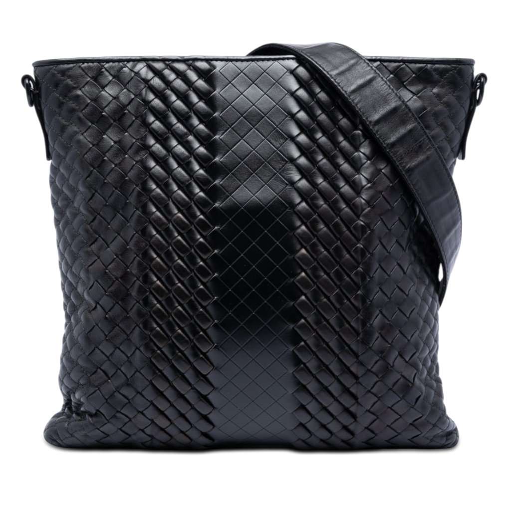 Bottega Veneta Leather Intreccio Imperatore Crossbody Black Leather Very good condition - Front View