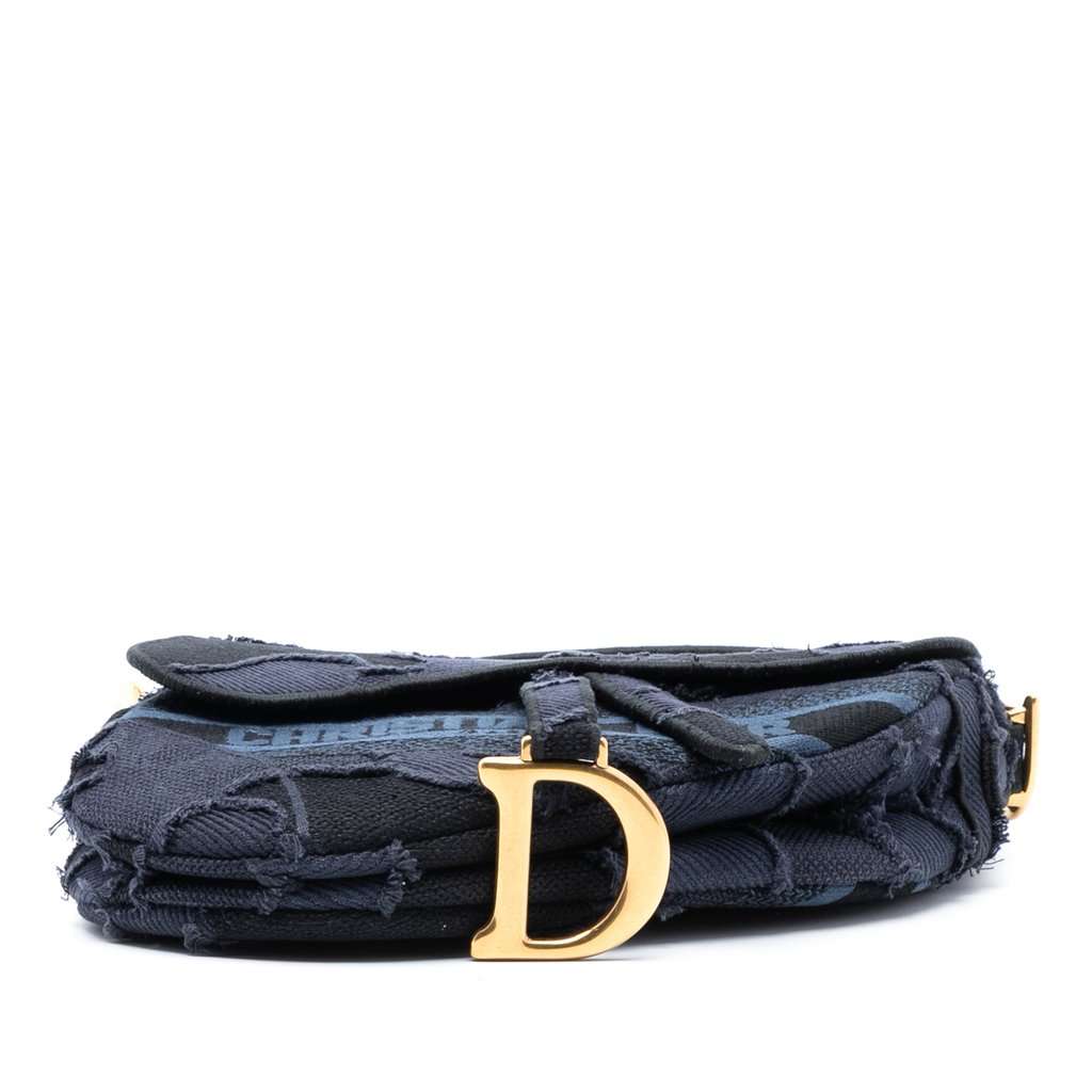 Dior Camouflage Embroidered Canvas Saddle Bag Blue Very good - Inside View