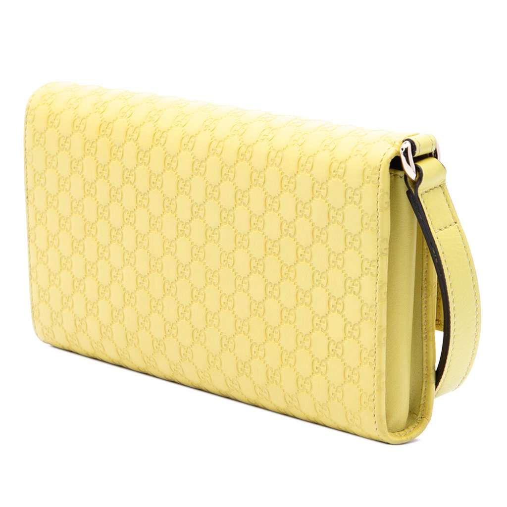 Gucci Microguccissima Wristlet Clutch Yellow Leather Very good condition - Back View