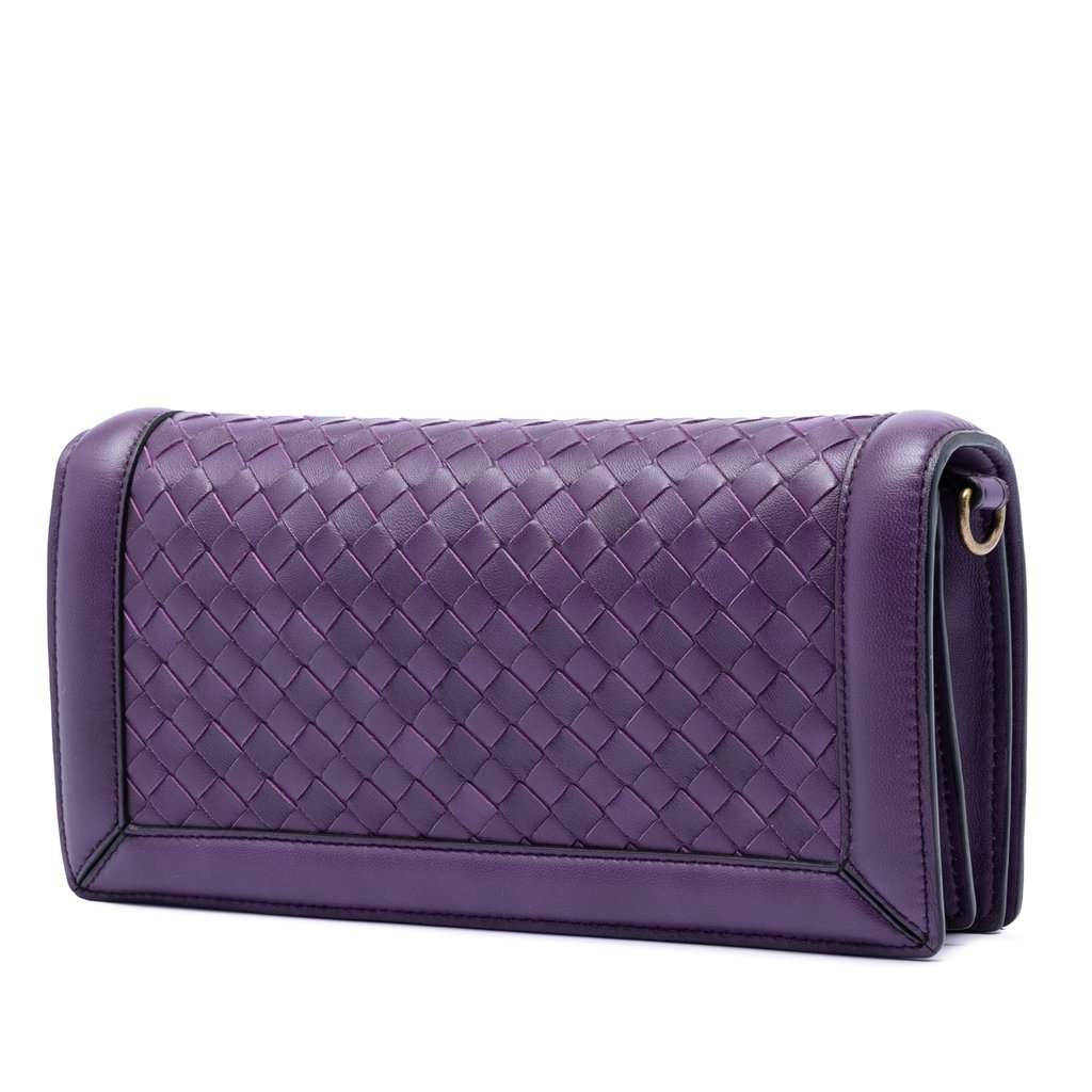 Bottega Veneta Nappa Intrecciato Olimpia Knot Crossbody Purple Leather Very good - Back View
