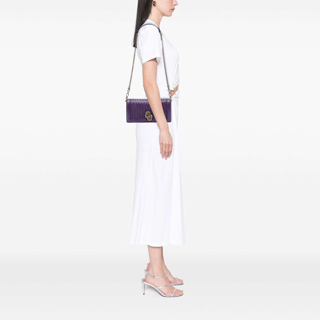 Bottega Veneta Nappa Intrecciato Olimpia Knot Crossbody Purple Leather Very good - Box View