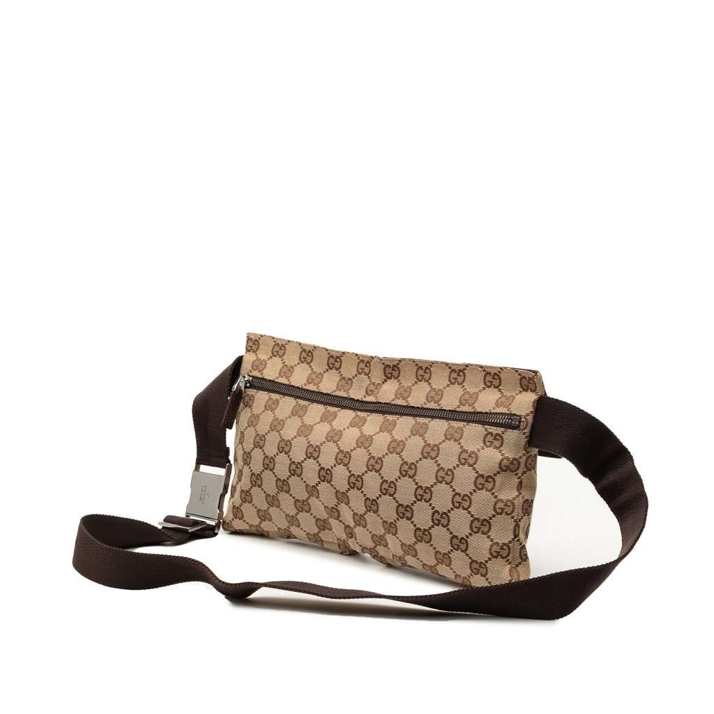 Gucci GG Canvas Double Pocket Belt Bag Beige Very good condition - Back View