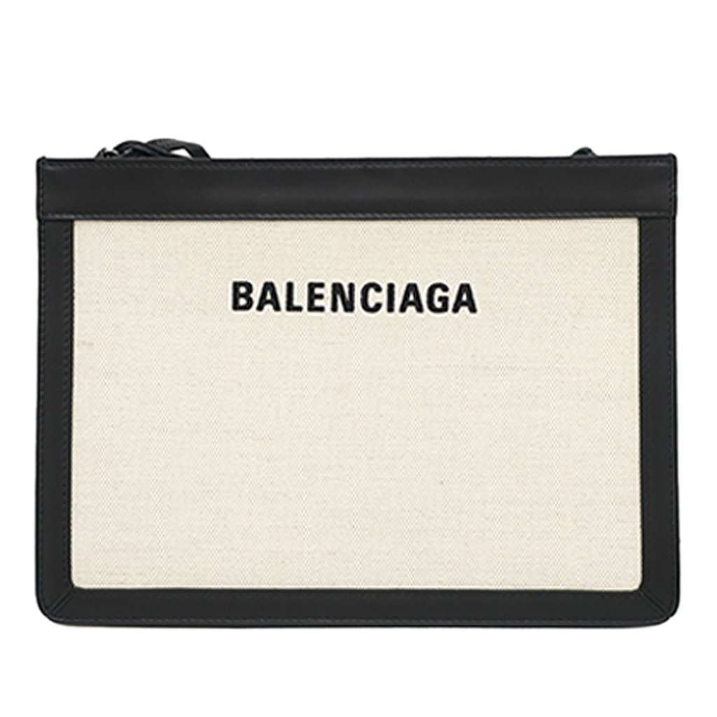 Balenciaga Canvas Navy Pochette Crossbody Brown Very good condition - Front View