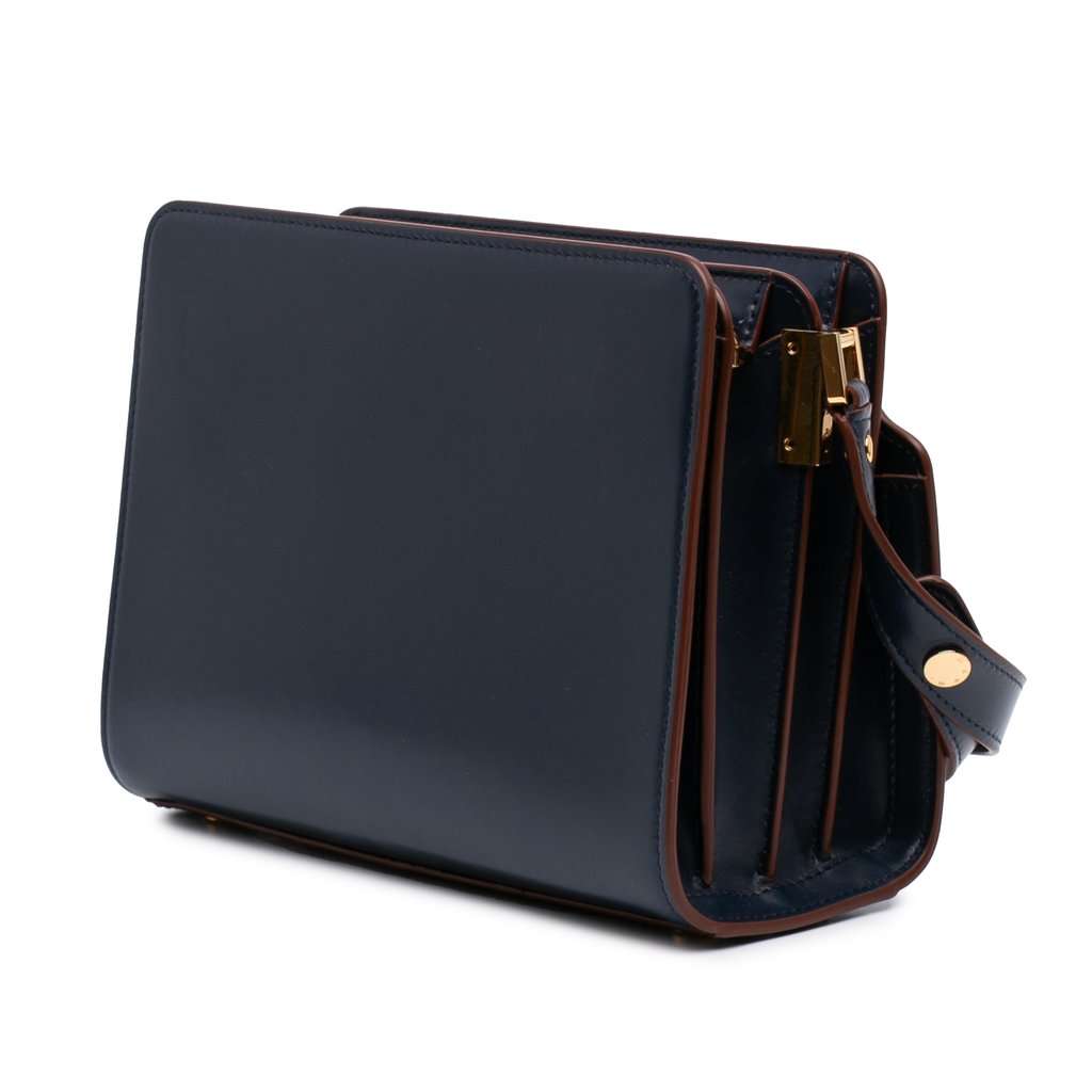 Marni Medium Leather Trunk Reverse Crossbody Blue Leather Very good - Back View