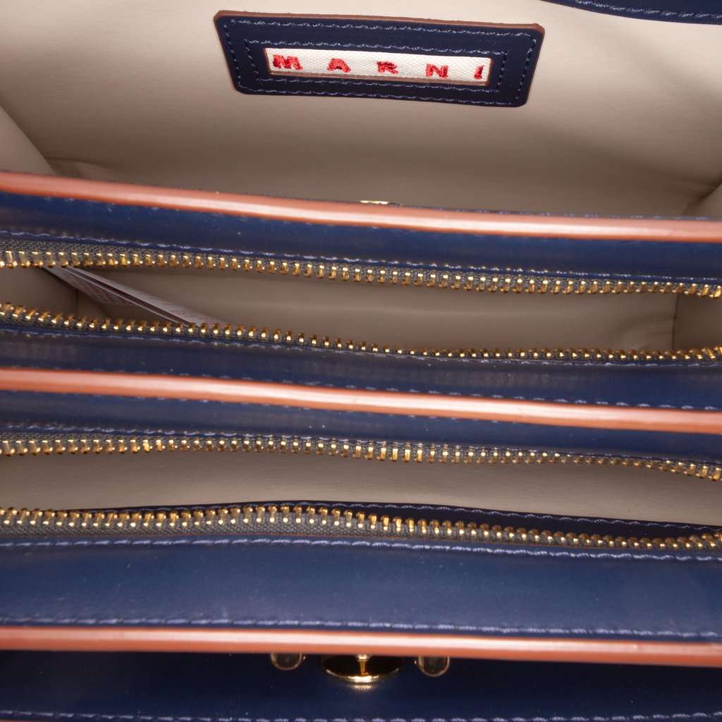 Marni Medium Leather Trunk Reverse Crossbody Blue Leather Very good - Model View