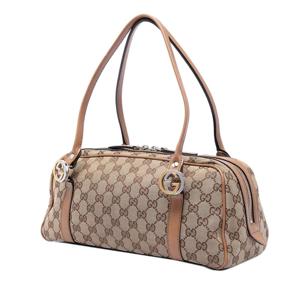 Gucci GG Canvas Twins Shoulder Bag Beige Very good condition - Back View
