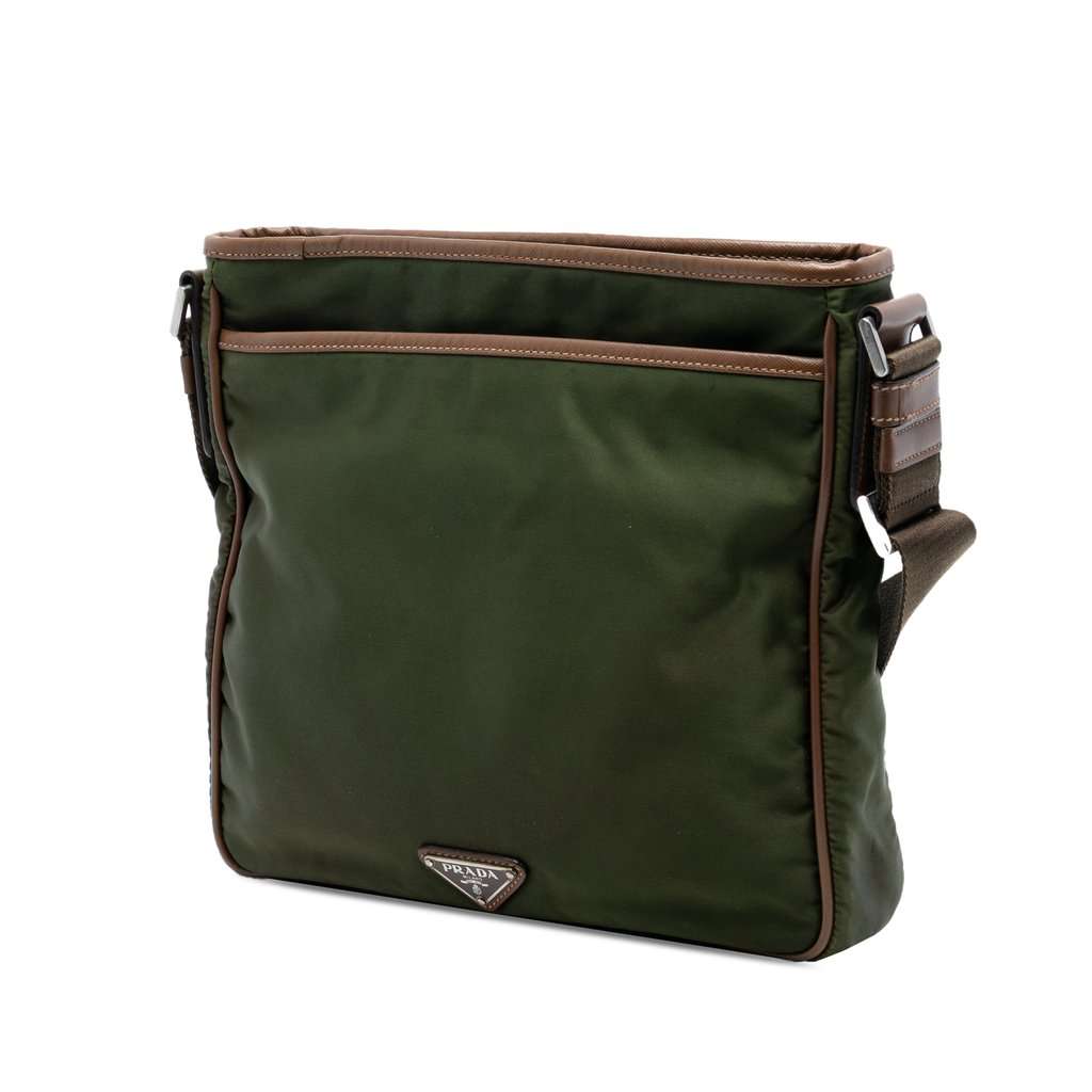 Prada Tessuto Zip Top Crossbody Green Very good - Back View