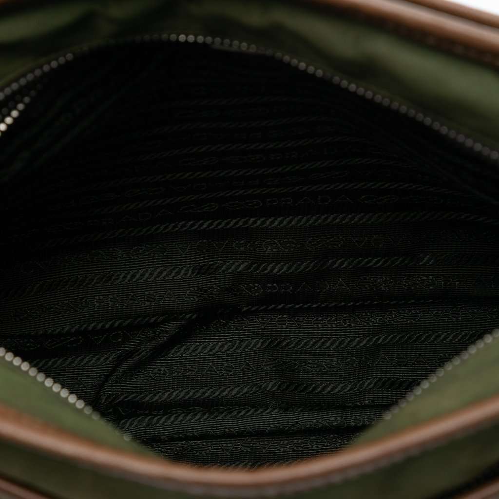 Prada Tessuto Zip Top Crossbody Green Very good - Model View