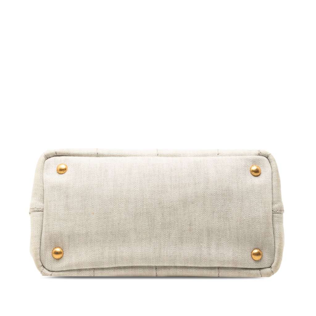 Prada Small Denim Canapa Logo Satchel Beige Very good condition - Inside View