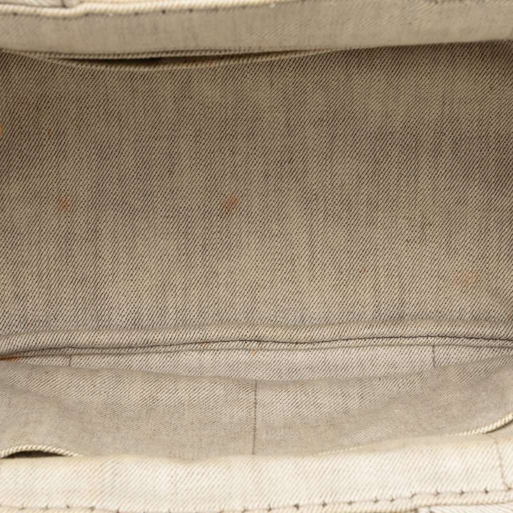 Prada Small Denim Canapa Logo Satchel Beige Very good condition - Model View