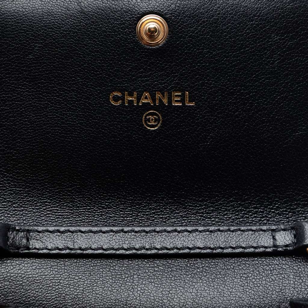 Chanel Quilted Lambskin 19 Flap Coin Purse With Chain Black Leather Very good condition - Box View