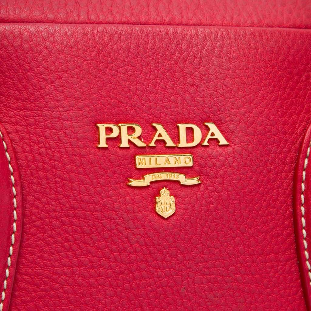 Prada Vitello Daino Bauletto Bag Red Leather Very good - Box View