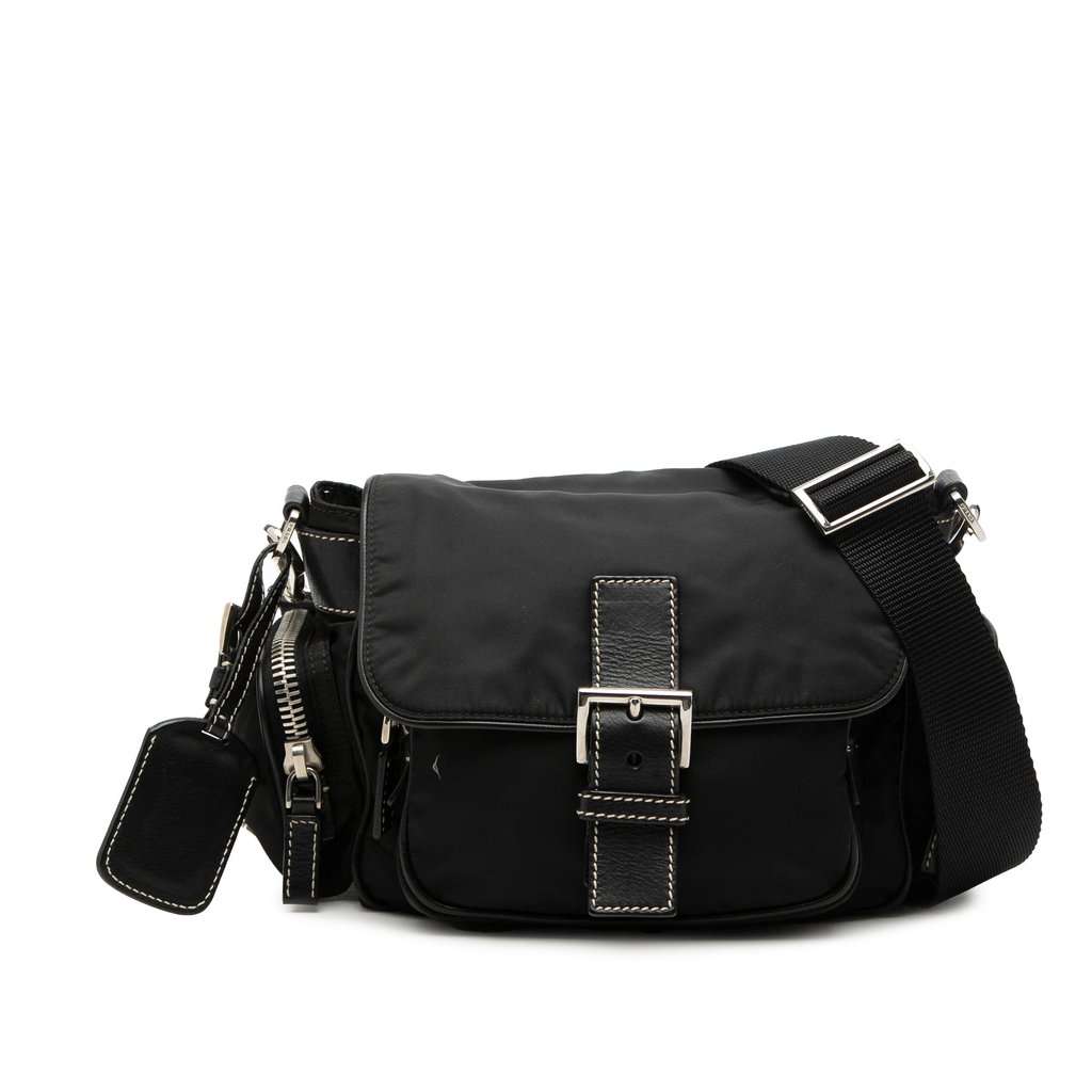 Prada Tessuto Buckle Messenger Bag Black Very good condition - Front View
