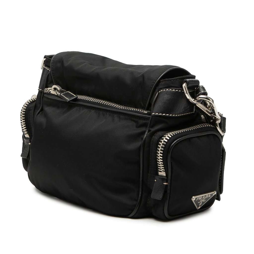 Prada Tessuto Buckle Messenger Bag Black Very good condition - Back View
