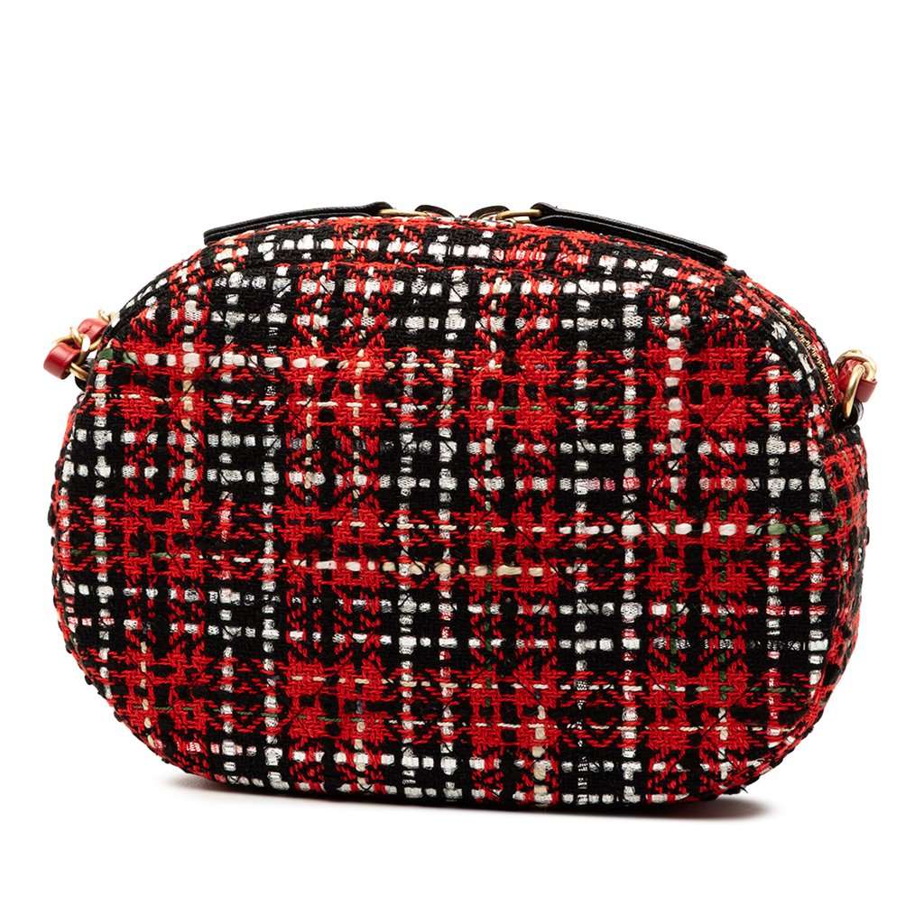 Chanel Tweed and Lambskin Coco Midnight Camera Bag Red Very good - Back View