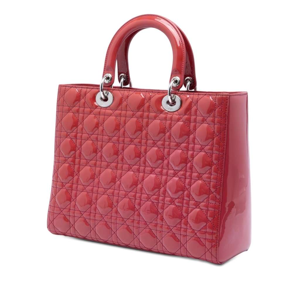 Dior Large Patent Cannage Lady Dior Red Leather Very good condition - Back View