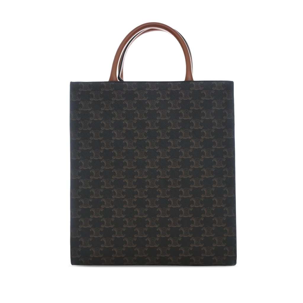 Celine Small Triomphe Coated Canvas Vertical Cabas Tote Brown Very good condition - Back View
