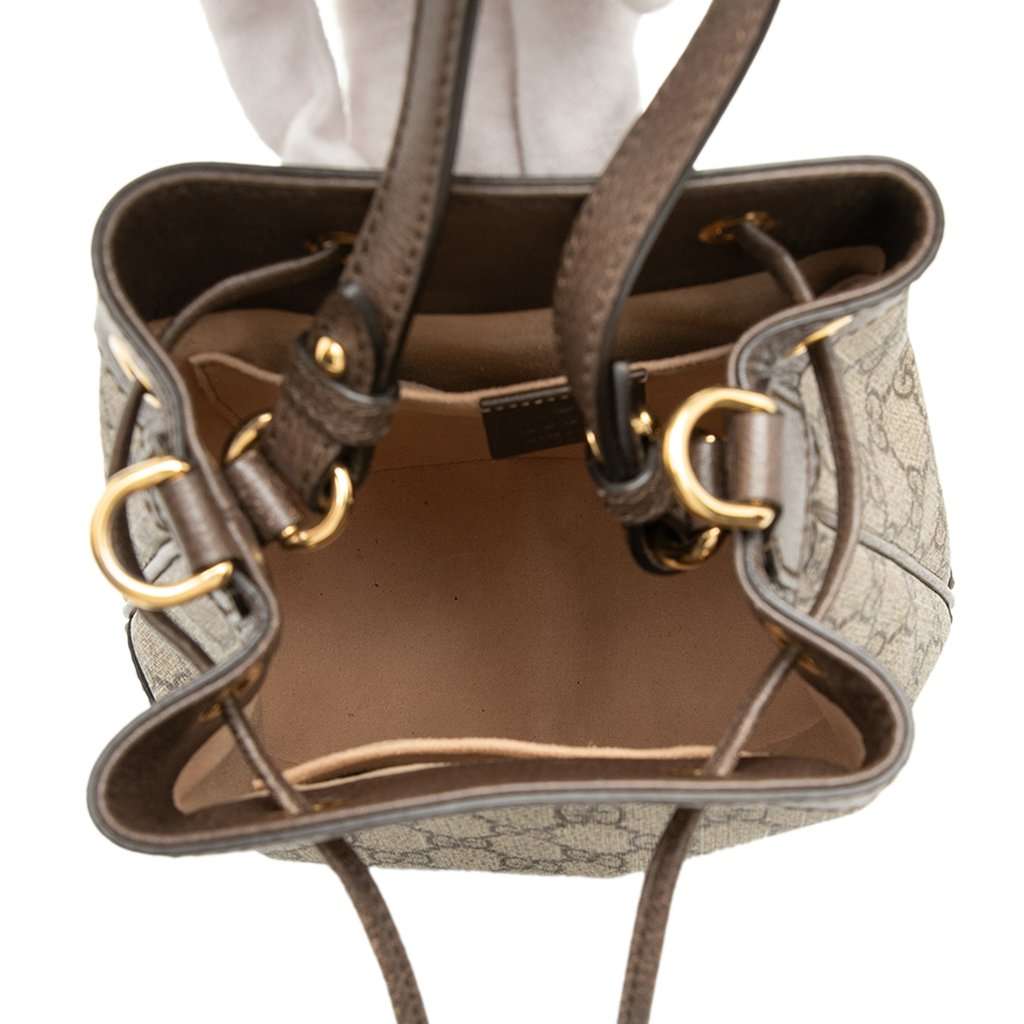 Gucci Small GG Supreme Web Ophidia Bucket Bag Beige Very good condition - Model View